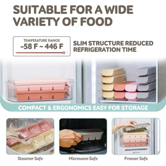 Silicone Ice Cube Tray 12 Section Airtight Baby Food Freezer Breastmilk Storage - Picture 5 of 7